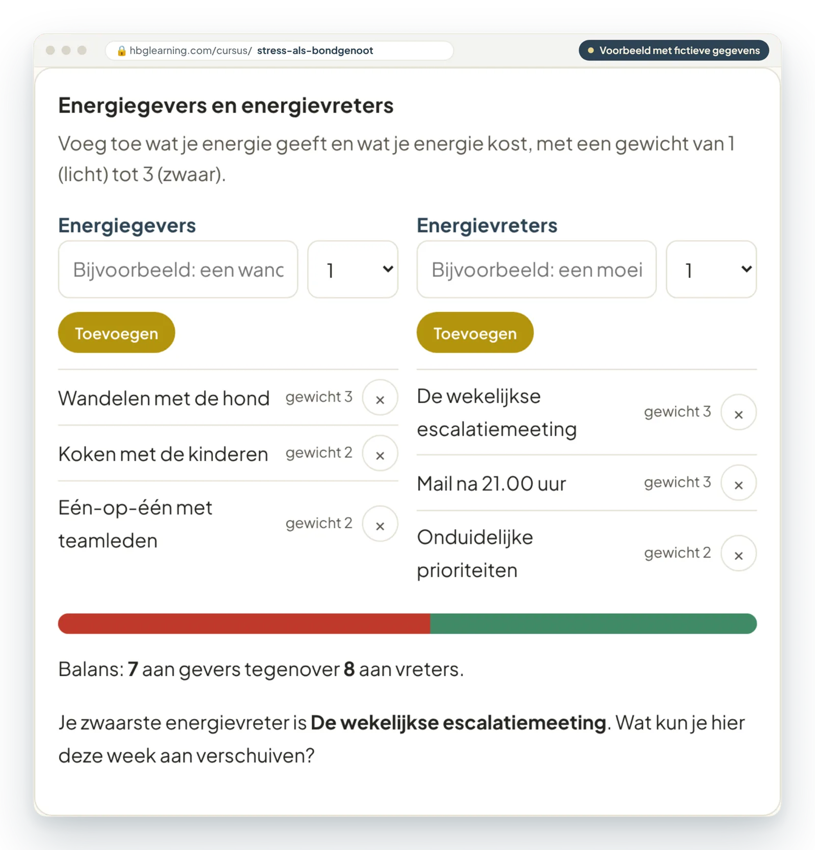 Oefening Energiebalans in de leeromgeving