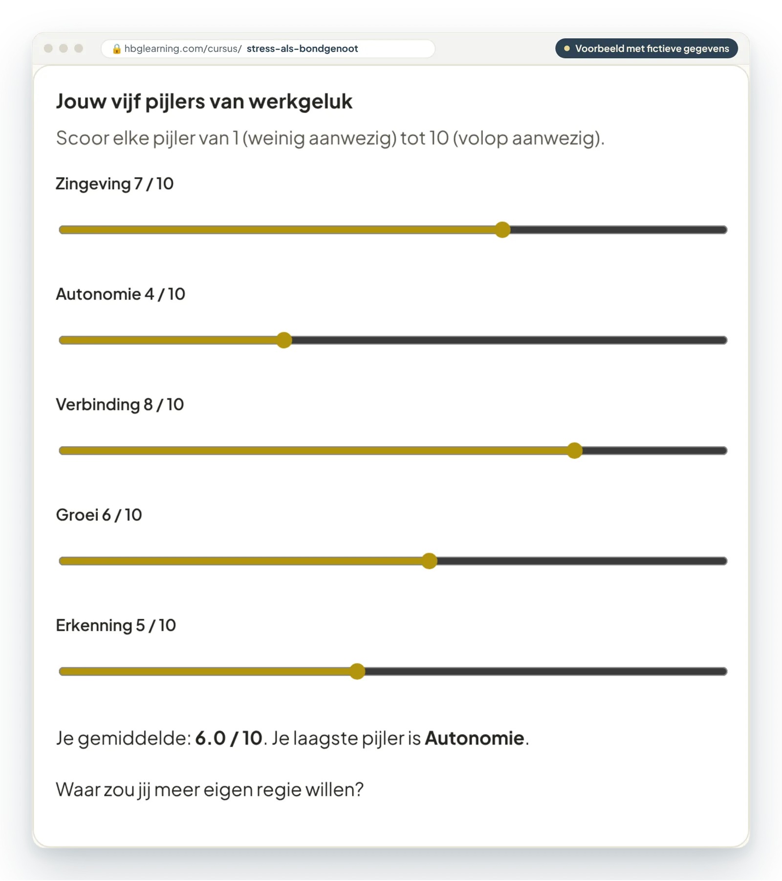 Oefening Vijf pijlers in de leeromgeving