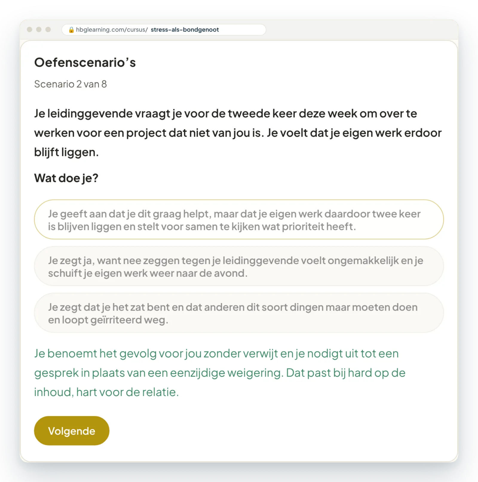 Oefening Oefenscenario's in de leeromgeving