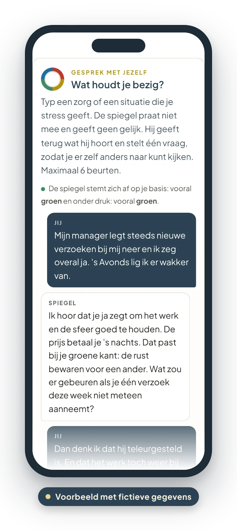 Het gesprek met jezelf op een telefoon